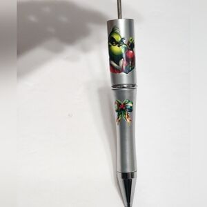 Christmas Grin Green Monster‎ Xmas Beadable Pen Craft Crafting Beads Silver